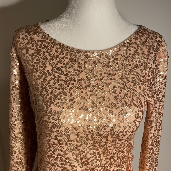J Crew Sequined 3/4 Sleeve Boat Neck Top Gold Sequins - Picture 2 of 7